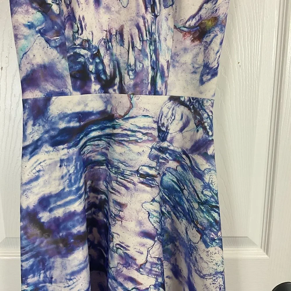 Gabriela Cadena Marbled Over Womens Dress Size 4 Cocktail Designer Cap Sleeve T1 - Picture 6 of 12